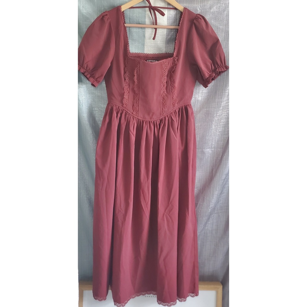 Disturbia Burgundy Corset Midi Darya Dress US4 Dark Cottagecore Renaissance